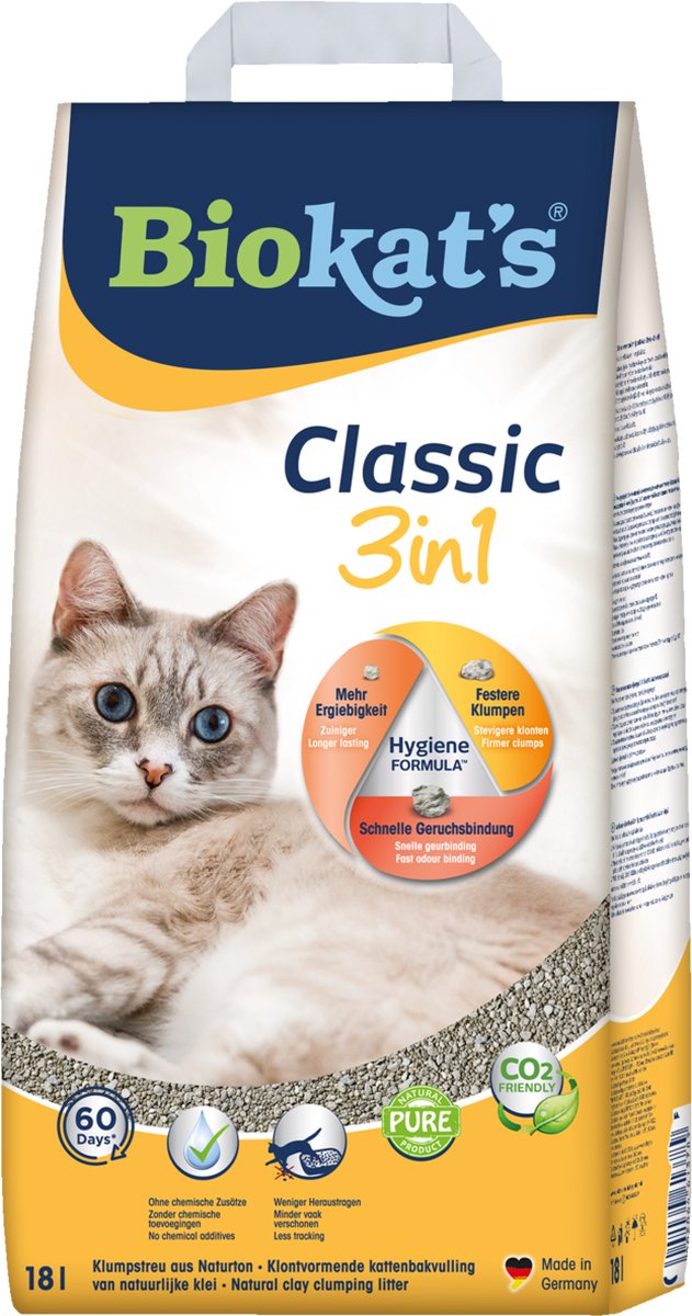  Biokat's Classic 3in1 - 18 L - Kattenbakvulling - Klontvormend - Zonder Geur