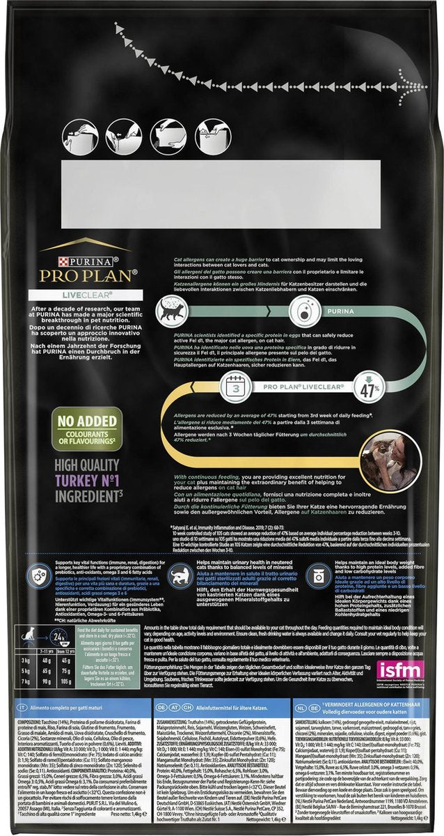  Pro Plan Senior LiveClear Katten Droogvoer - Kalkoen - 1,4 Kg