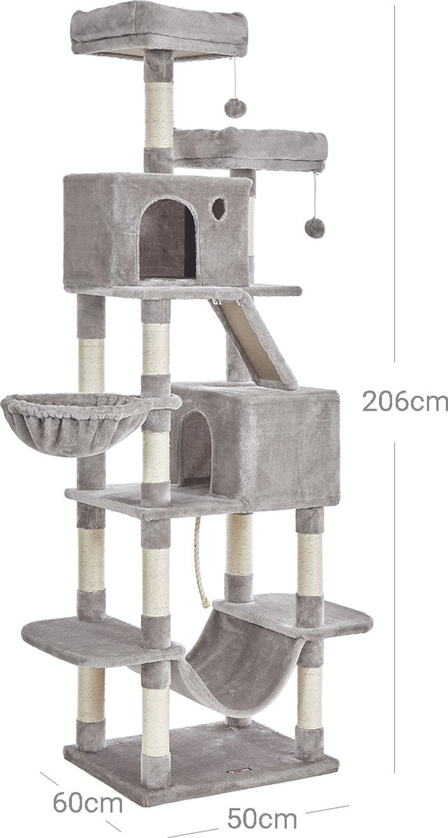  Signature Home Extra XXl Krabpaal - Krabpaal Lichtgrijs - Kattenboom - 206cm