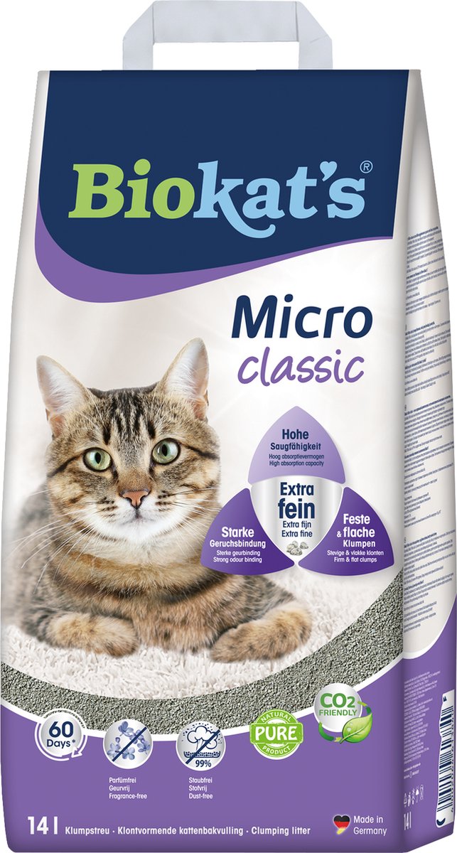  Biokat's Micro Classic - 14 L - Kattenbakvulling - Klontvormend - Zonder Geur