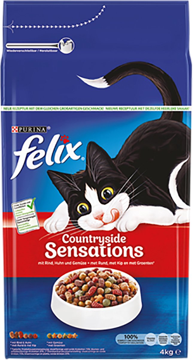  Felix Meaty Sensations - Katten Droogvoer - Rund, Kip &amp; Groenten - 4kg