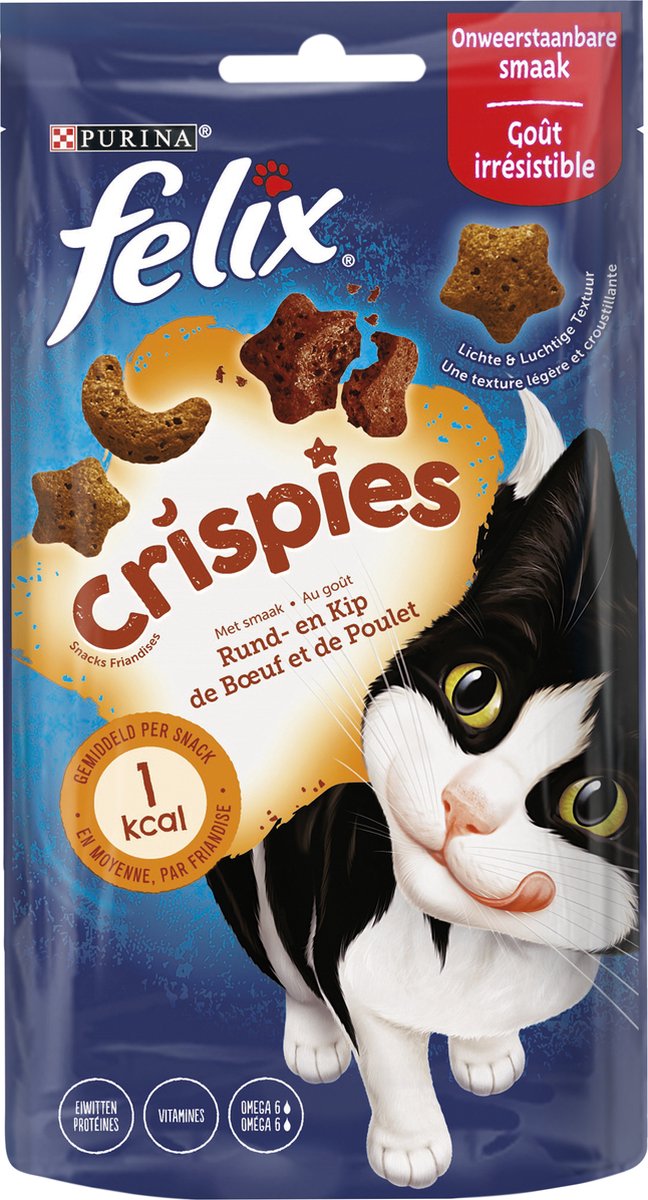  Felix Crispies - Kattensnacks Rund &amp; Kip - 8 X 45g