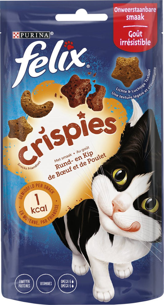  Felix Crispies - Kattensnacks Rund &amp; Kip - 8 X 45g