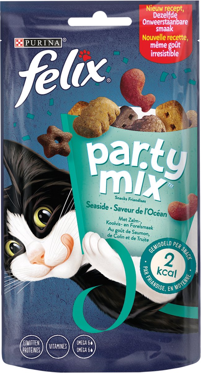  Felix Cat Snacks Party Mix - Kattensnacks Original En Seaside - 16 X 60g