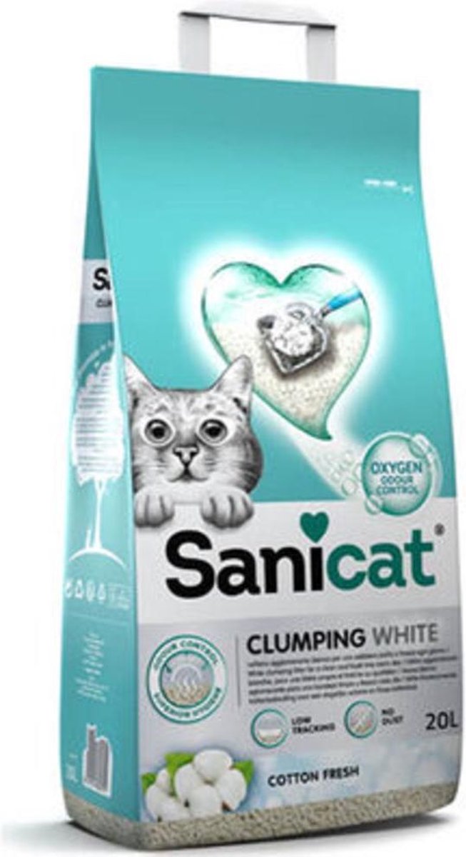  Sanicat Kattenbakvulling Clumping White Cotton Fresh 20 Liter