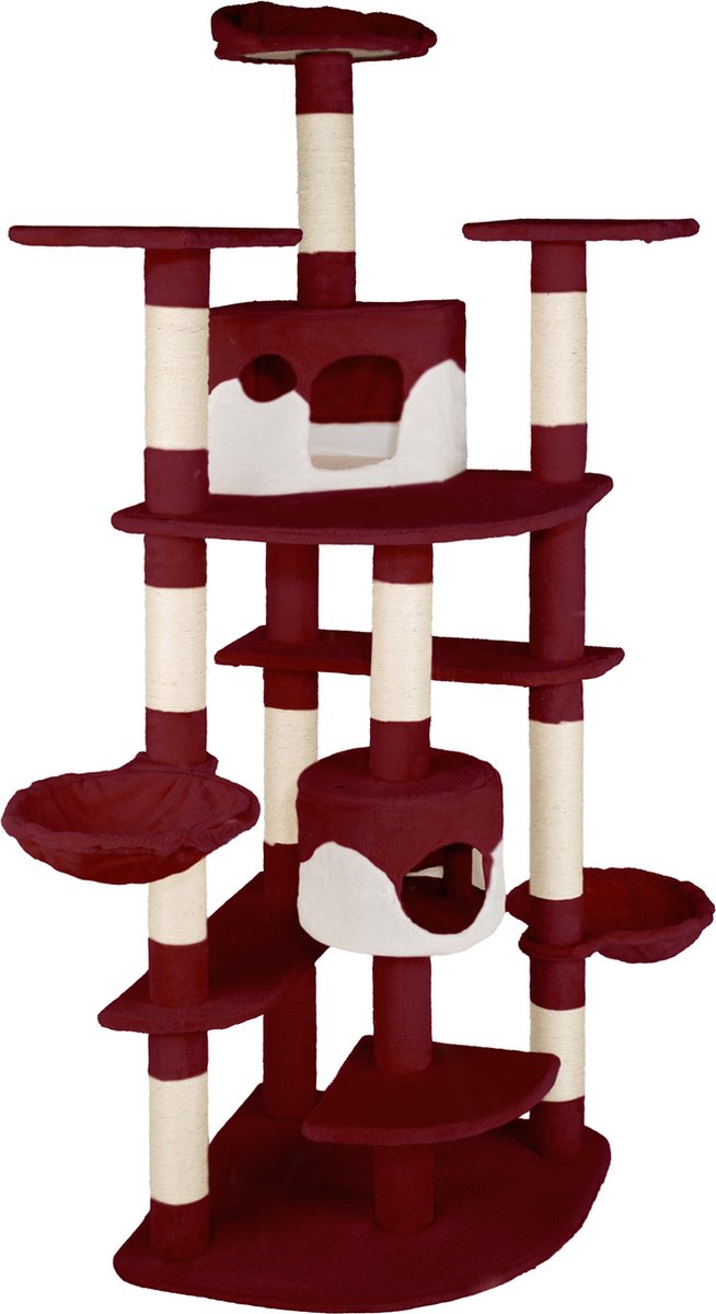  Tectake - Krabpaal Fippi Kattenkrabpaal - 201 Cm Hoog - Rood/wit - 402187