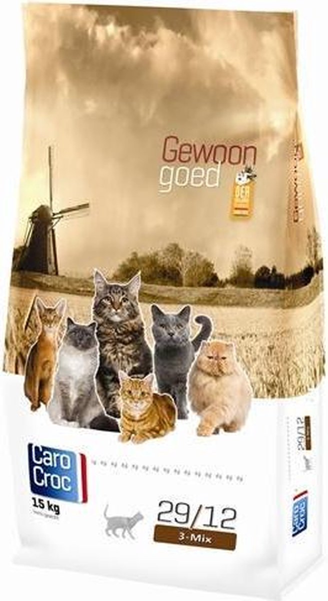  Carocroc Kat 3-Mix Adult - Gevogelte/Rund - Kattenvoer - 15 Kg