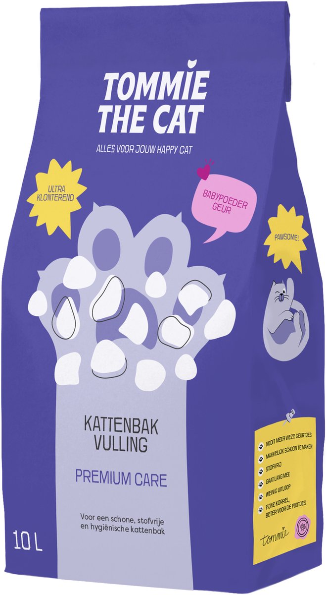  Tommie The Cat - 20L Premium Kattenbakvulling - Babypoeder Geur - Ultra Klontvormend &amp; Stofvrij
