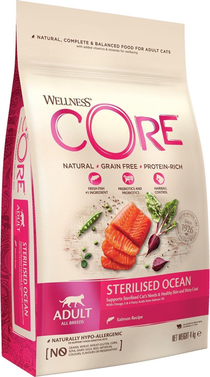  Wellness Core Kattenvoer Sterilised Zalm 4 Kg