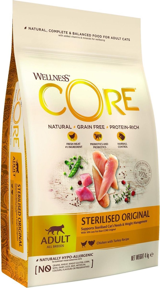  Wellness Core Kattenvoer Sterilised Kip - Kalkoen 4 Kg