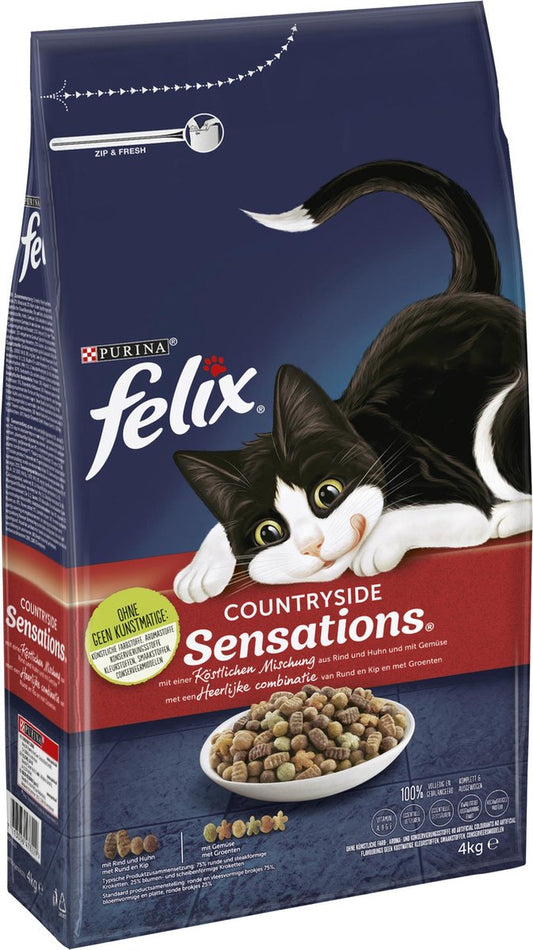  Felix Meaty Sensations - Katten Droogvoer - Rund, Kip &amp; Groenten - 4kg