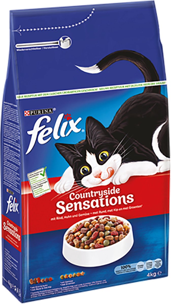  Felix Meaty Sensations - Katten Droogvoer - Rund, Kip &amp; Groenten - 4kg