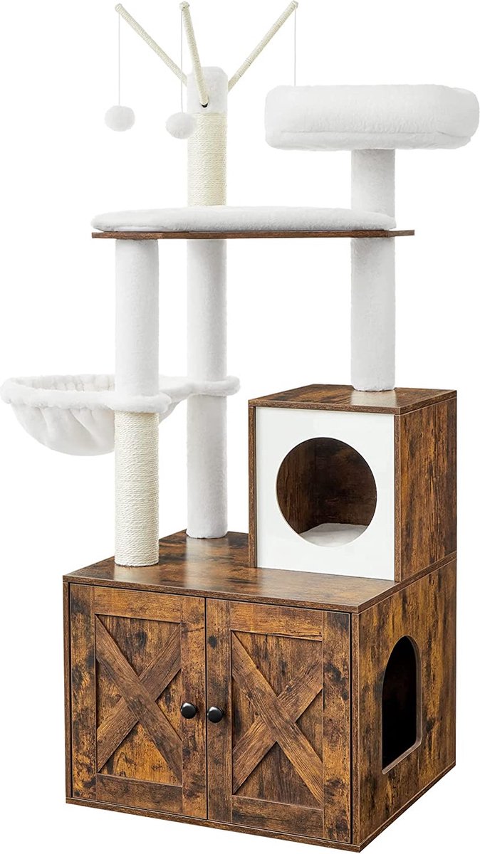  Azuru 2-in-1 Kattenboom Met Krabpaal En Kattenbak – Krabpaal Voor Kleine En Grote Katten