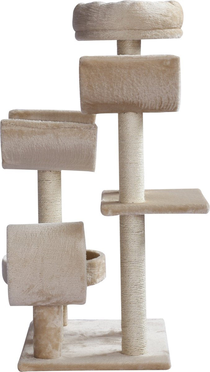  PawHut Kattenboom Kattenkrabboom Speelgoed Tunnel Katten Klimboom Krabboom Beige D30-191