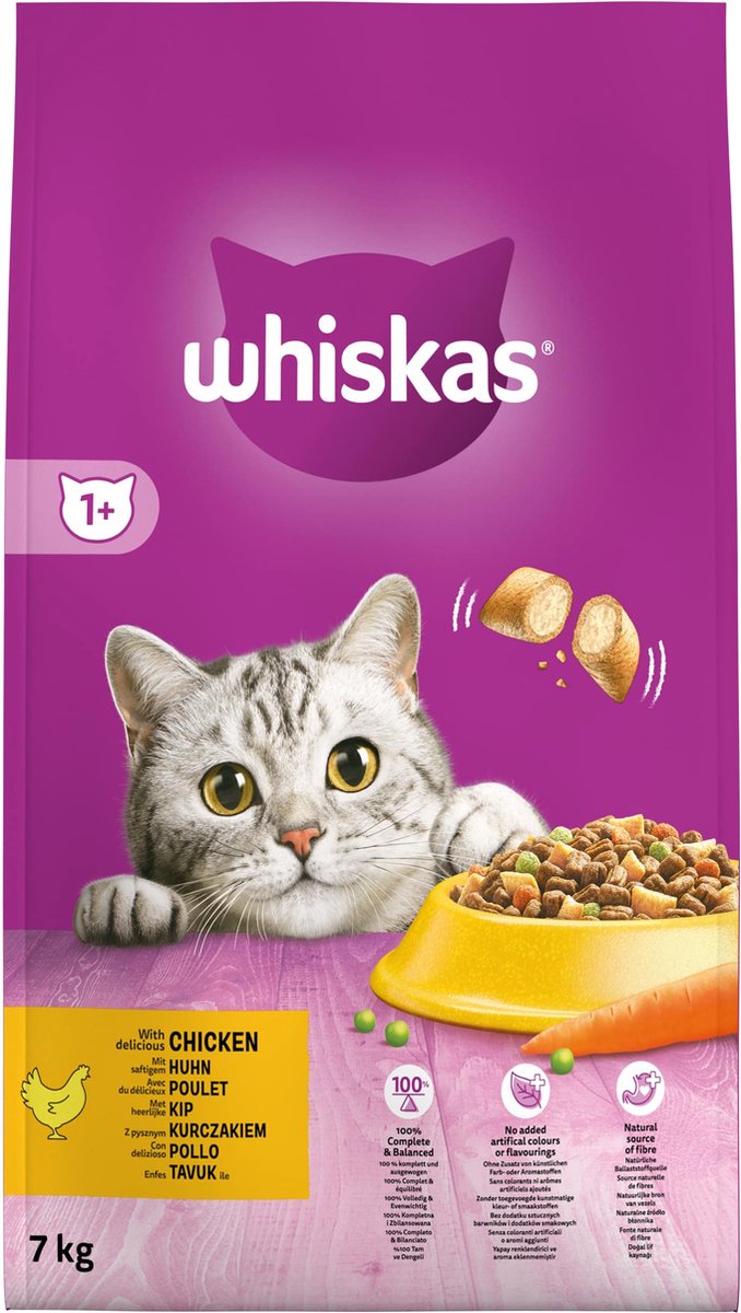  Whiskas 1+ Kattenbrokken - Kip - Zak 1 X 7 Kg