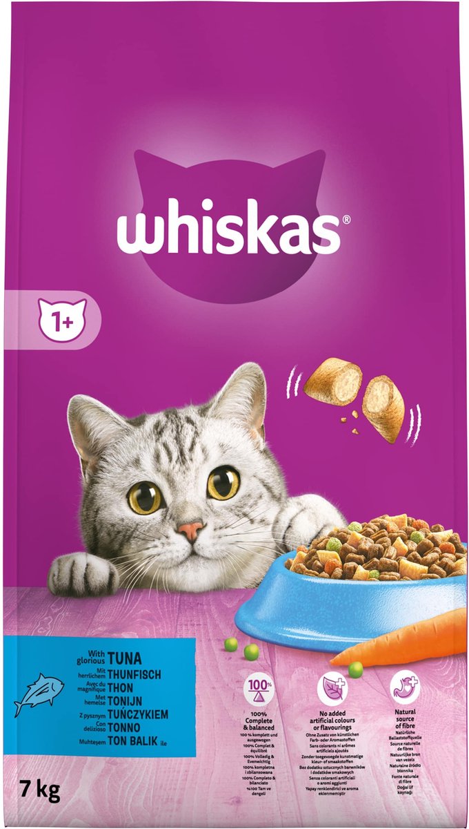  Whiskas 1+ Kattenbrokken - Tonijn - Zak 1 X 7 Kg