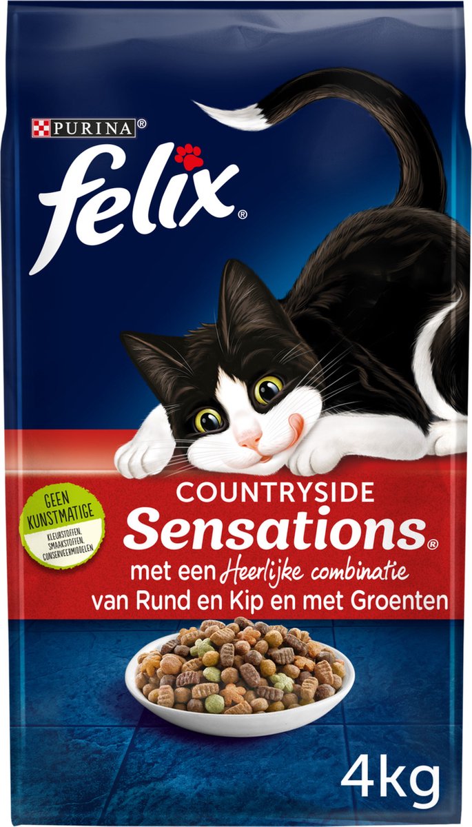  Felix Meaty Sensations - Katten Droogvoer - Rund, Kip &amp; Groenten - 4kg