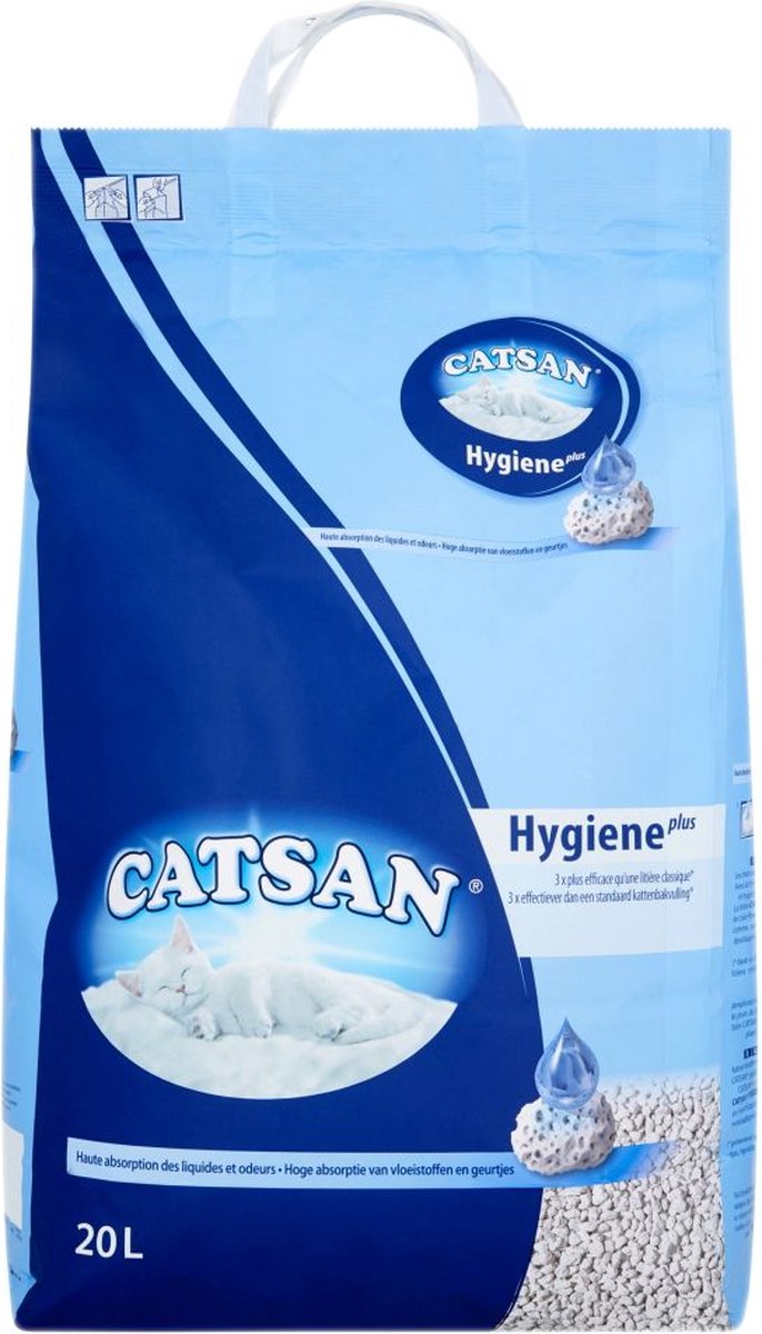  Catsan Hygiene Plus - Kattenbakvulling Geurabsorberend - 20 L