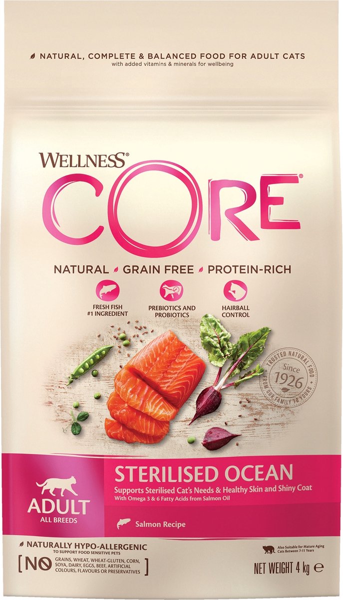  Wellness Core Kattenvoer Sterilised Zalm 4 Kg