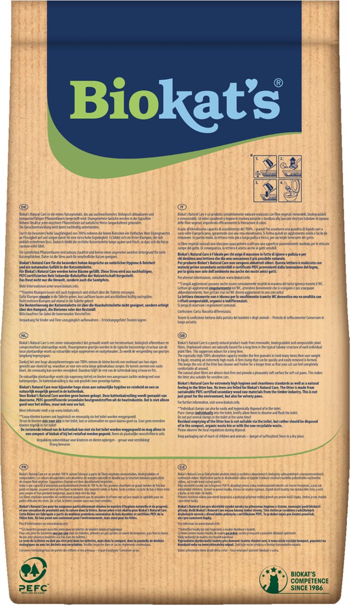  Biokat's Natural Care - 30 L - Kattenbakvulling - Klontvormend - Zonder Geur