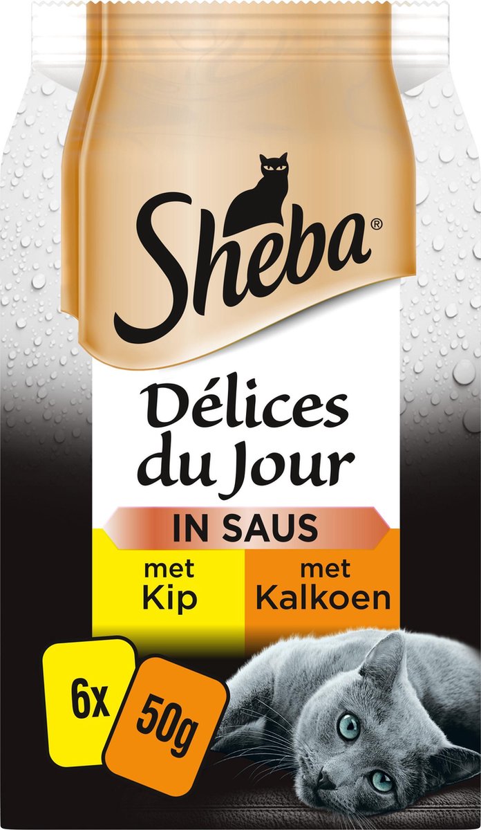  Sheba Delices Du Jour In Saus Katten Natvoer - Kip &amp; Kalkoen - 36x50g