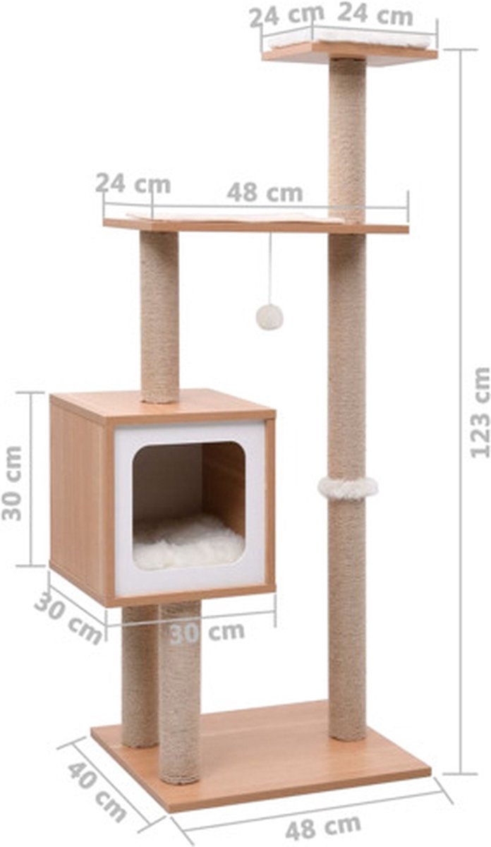  VidaXL Kattenkrabpaal Met Sisal Krabmat 123 Cm