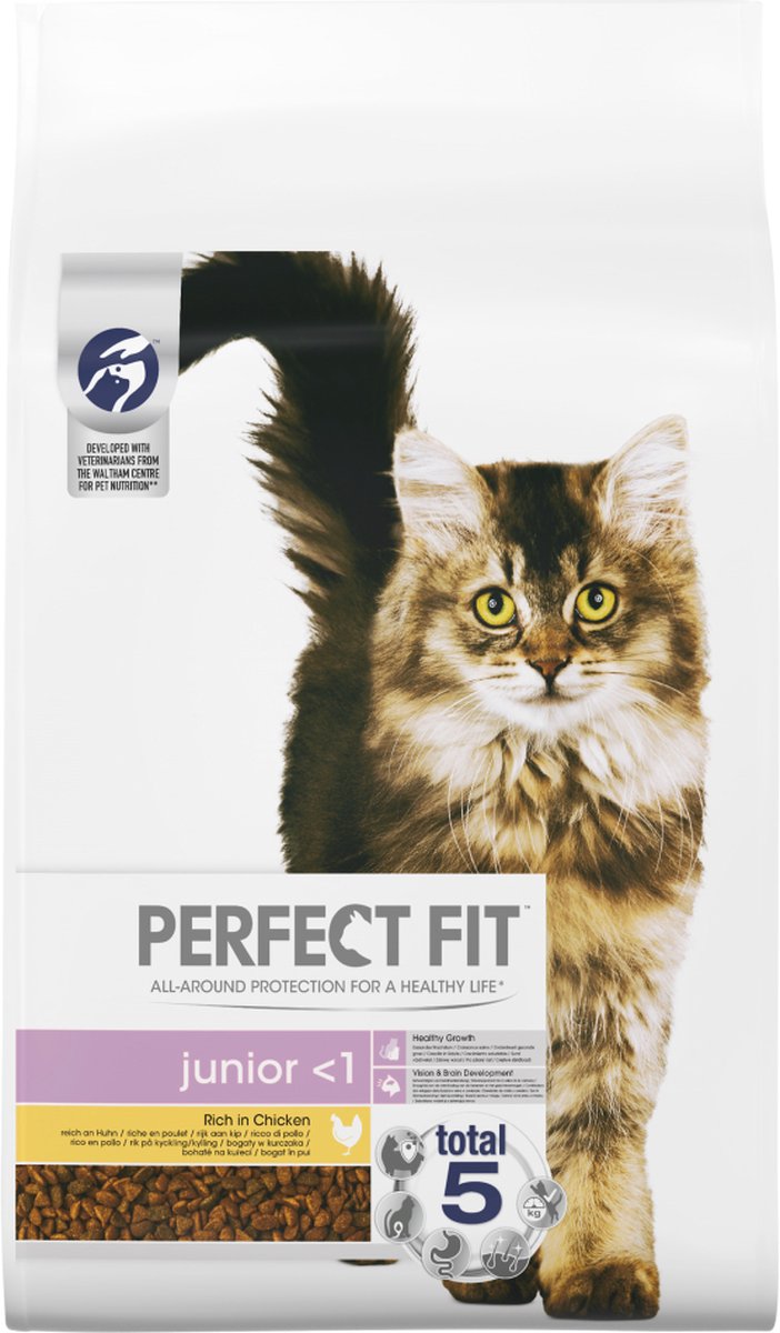  Perfect Fit Junior Voordeelzak Droge Brokjes - Katten Droogvoer - Kip - 7 Kg