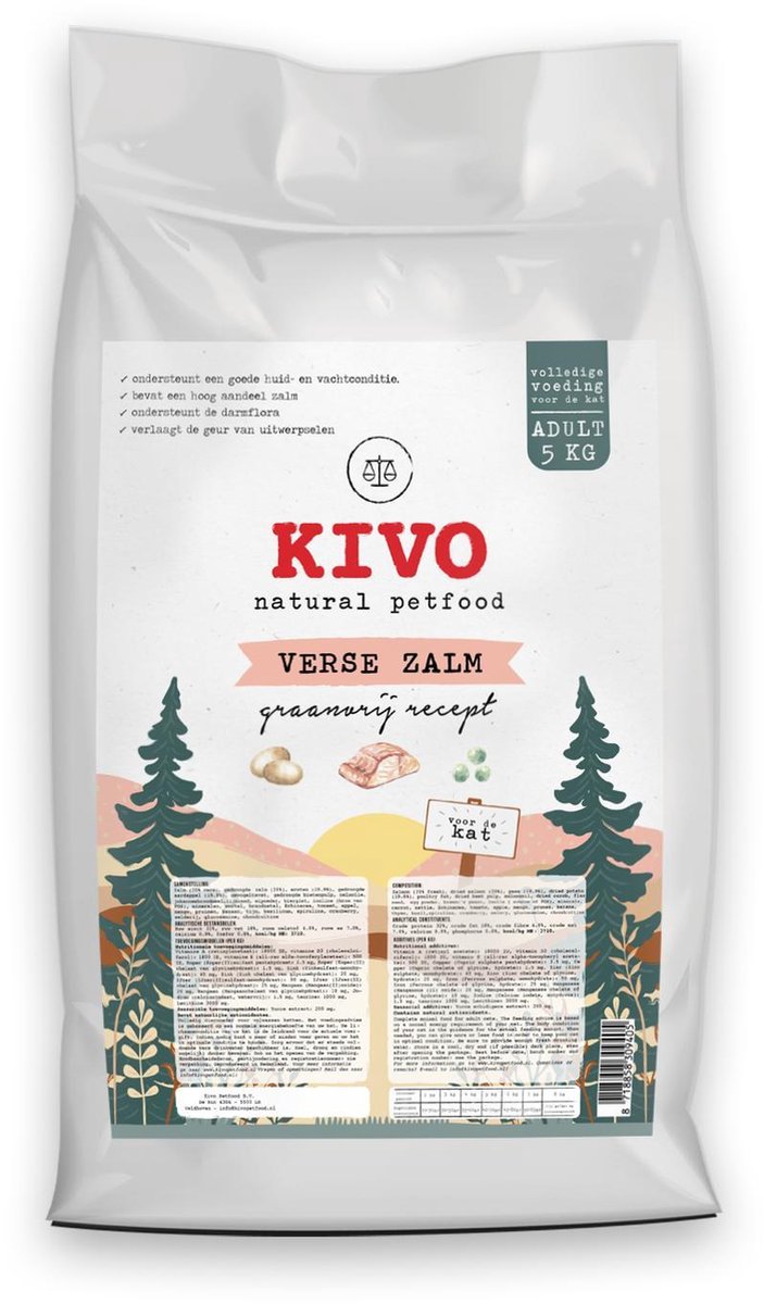  Kivo Petfood Kattenbrokken Verse Zalm - 5 Kg - Graanvrij
