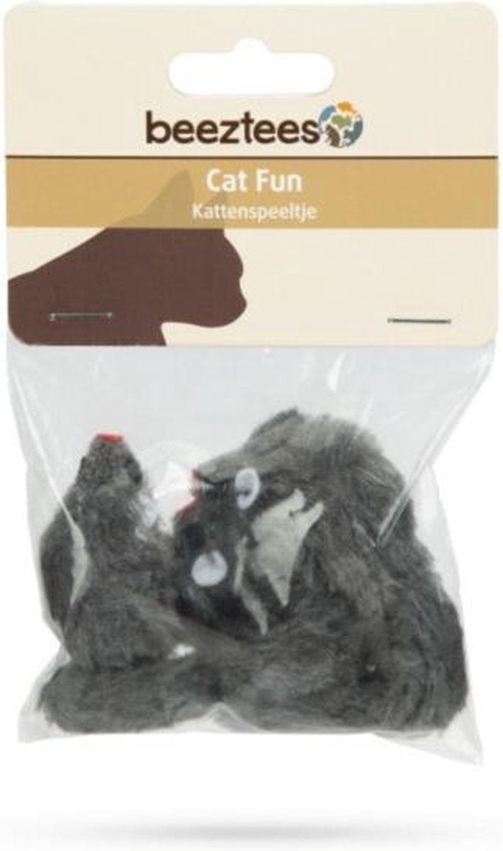 Beeztees Plush Muisje Grijs - Zakje 3st 5 Cm