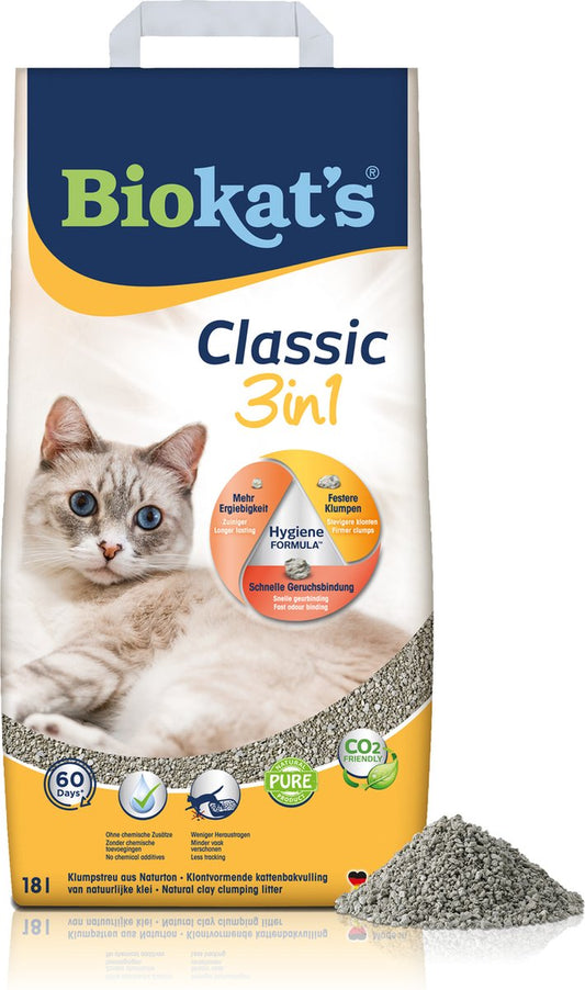  Biokat's Classic 3in1 - 18 L - Kattenbakvulling - Klontvormend - Zonder Geur