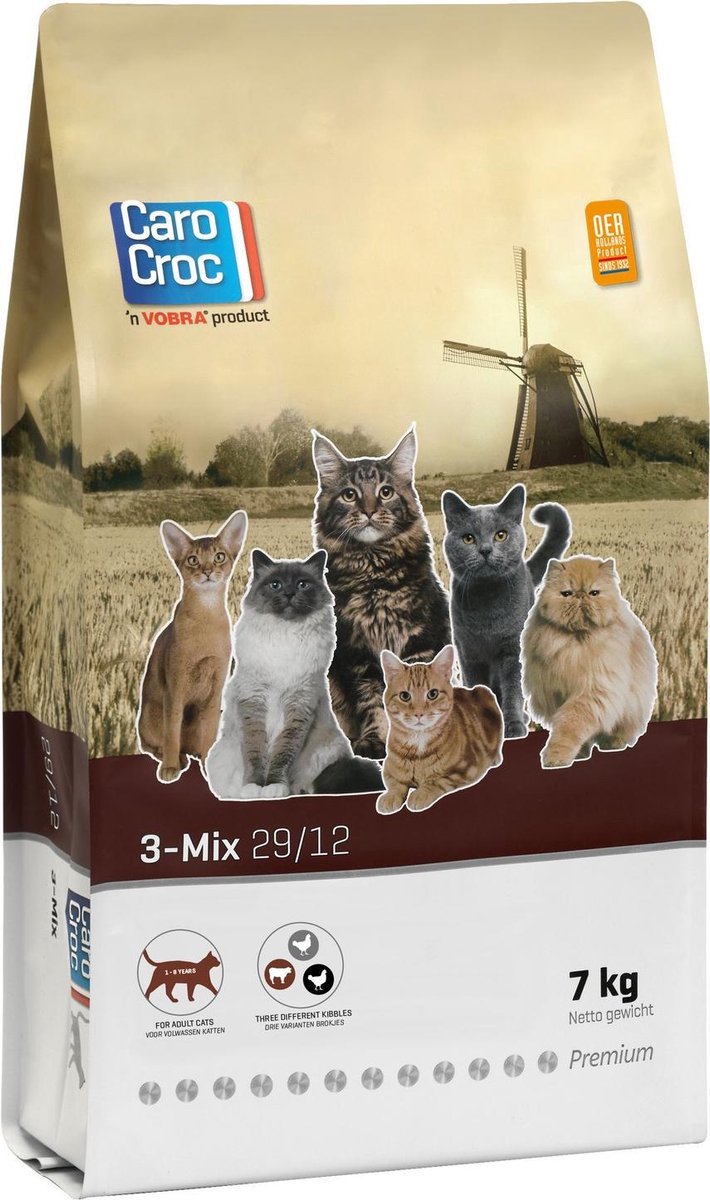  Carocroc Kat 3-Mix Adult - Gevogelte/Rund - Kattenvoer - 7 Kg