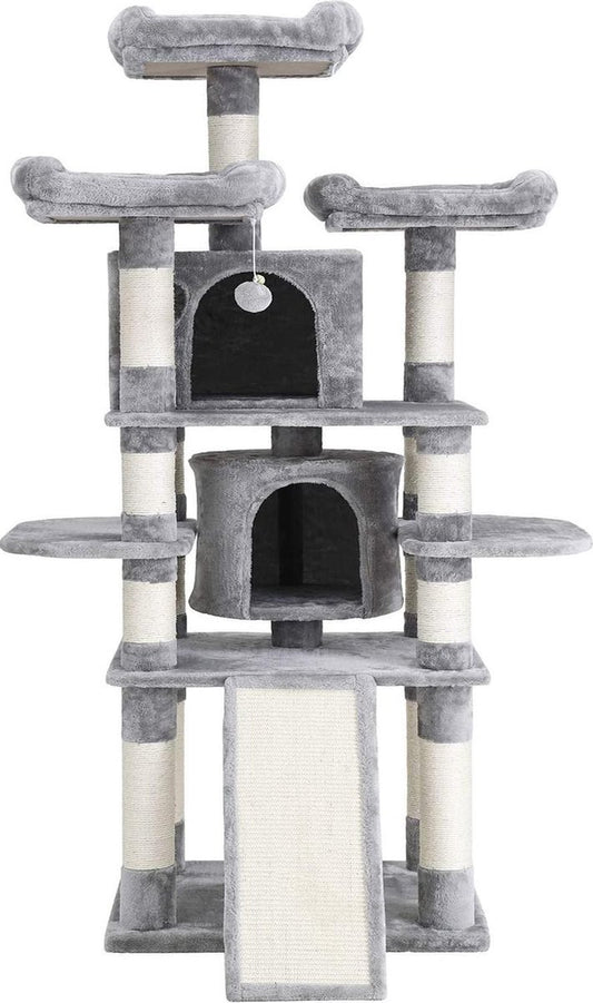  Nancy's XXL Krabpaal Voor Katten - Kattenboom - Grijs - 60 X 55 X 172 Cm