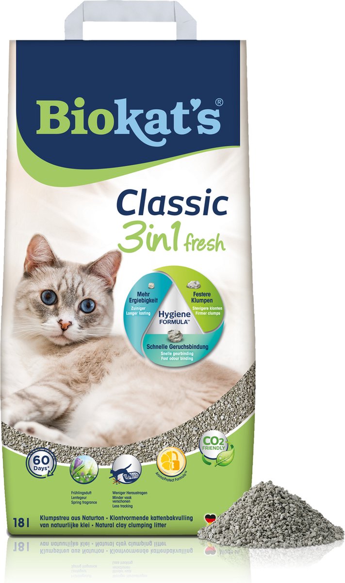  Biokat's Classic Fresh 3in1 - 18 L - Kattenbakvulling - Klontvormend - Lente Geur
