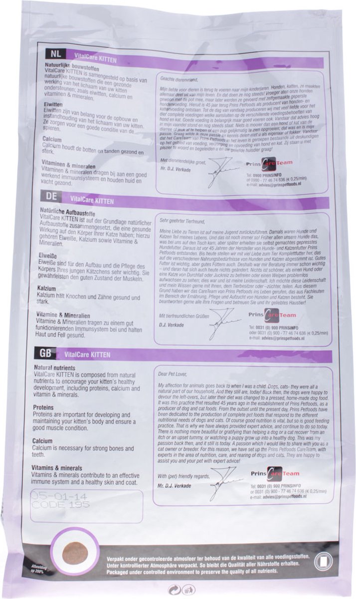  Prins VitalCare Kitten 5 Kg - Kat