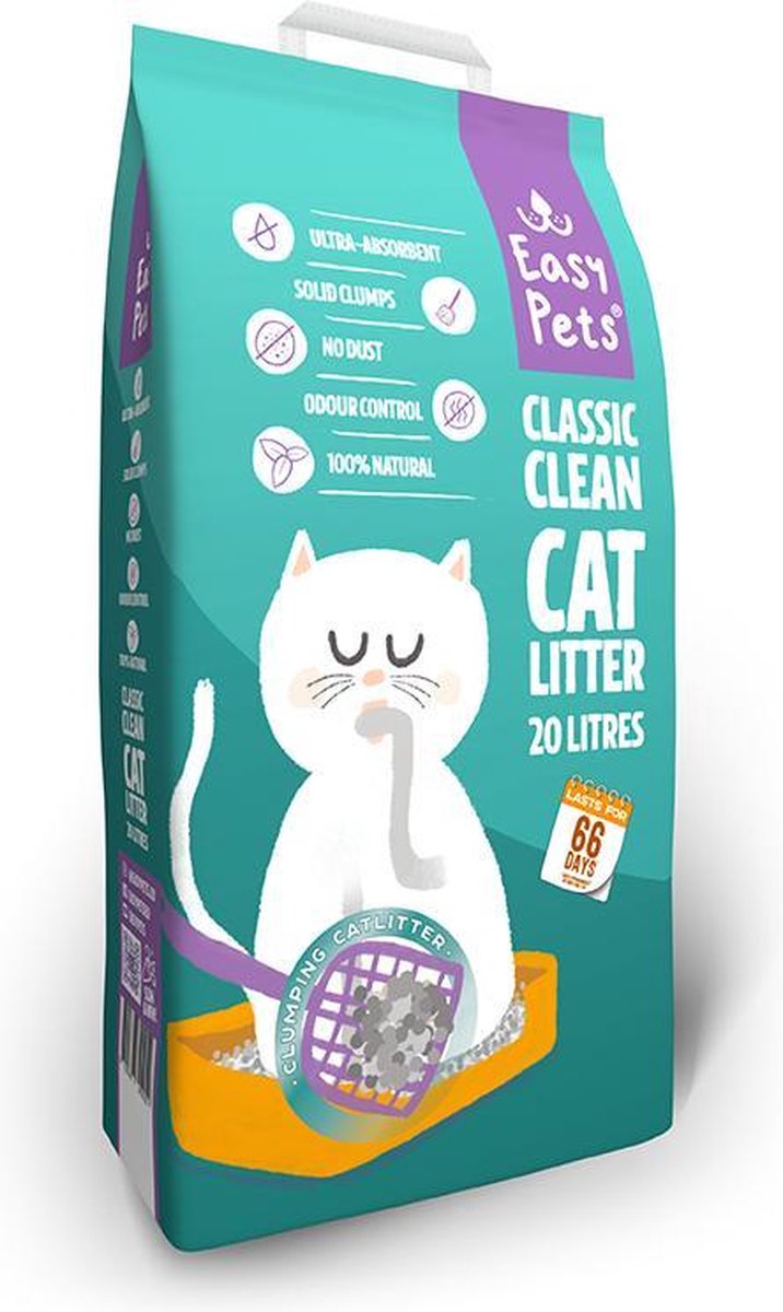  Easypets Classic Clean Kattenbakvulling 20L - Klontvormend Kattengrit - Geur Bescherming