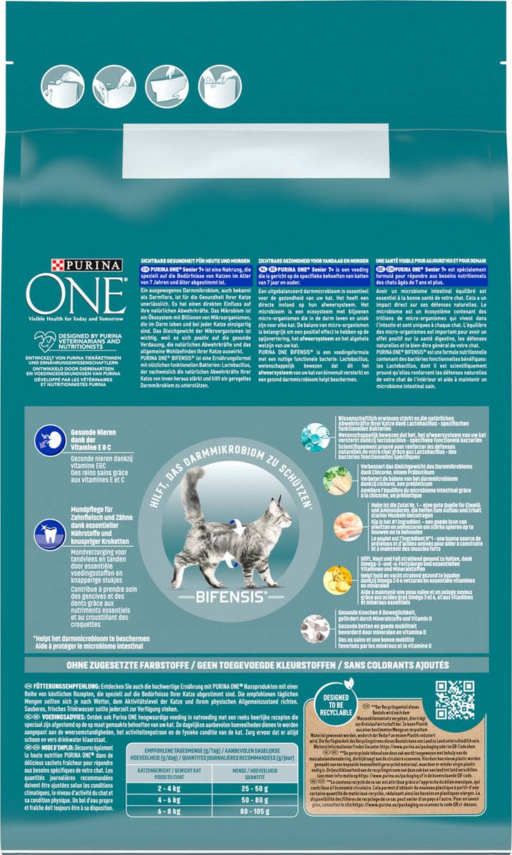  Purina ONE Senior - Kattenvoer Kip &amp; Volkoren Granen - 3 Kg