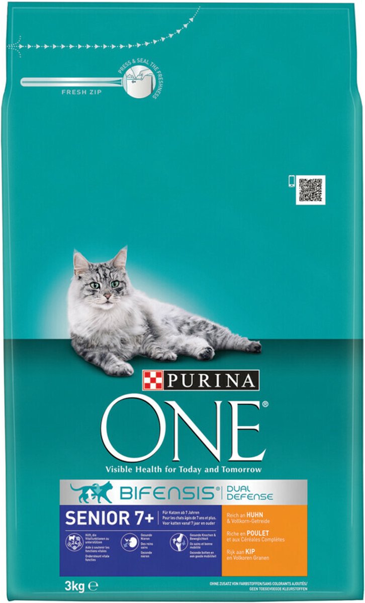  4x Purina One Senior Kip - Volkoren Granen 3 Kg