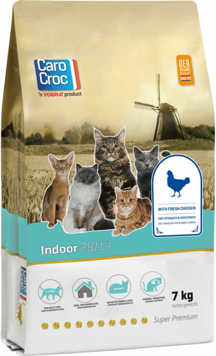  CaroCroc Indoor - Kip - Kattenvoer - 7kg