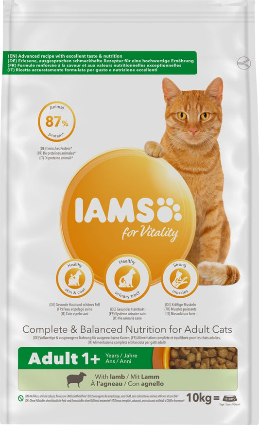  Iams Cat Adult - Lam - Kattenvoer - 10 Kg