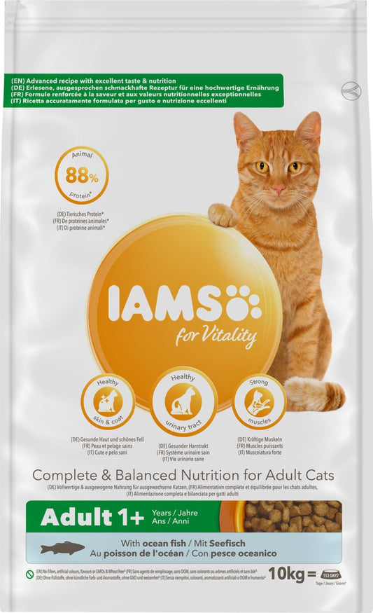  Iams Cat Adult - Vis &amp; Kip - Kattenvoer - 10 Kg
