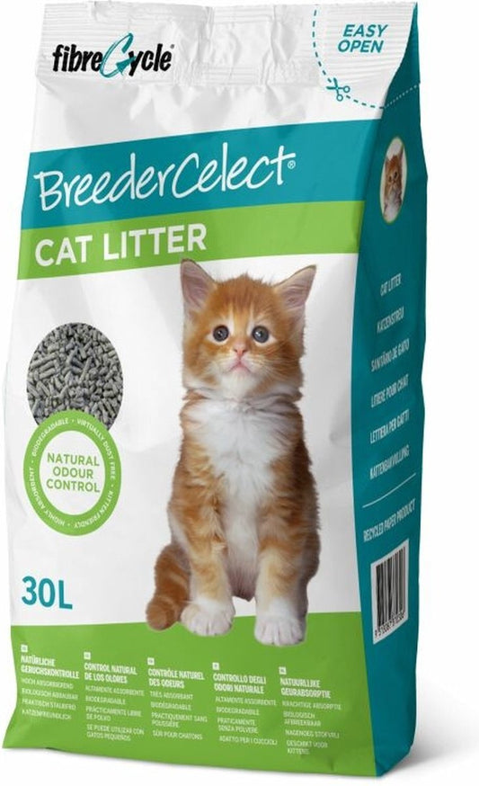  BreederCelect 100% Gerecycled - Kattenbakvulling - 30 L