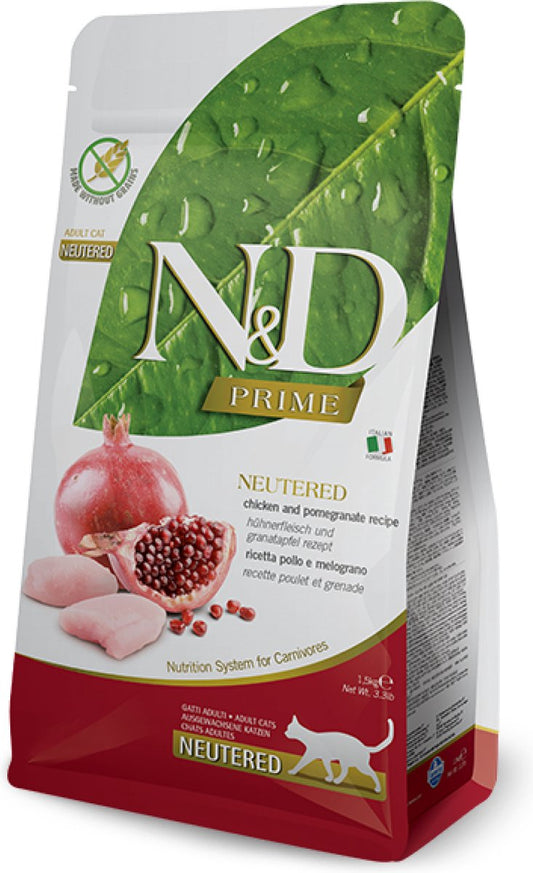  Farmina N&amp;D Kat Prime Gecastreerde Kat Kip &amp; Granaatappel Adult 5 Kg