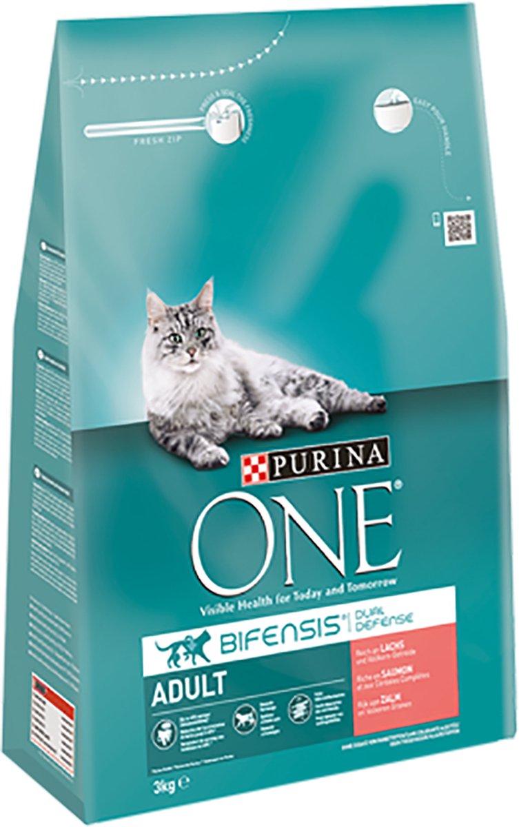  Purina ONE Adult - Kattenvoer Zalm &amp; Volkoren Granen - 3kg