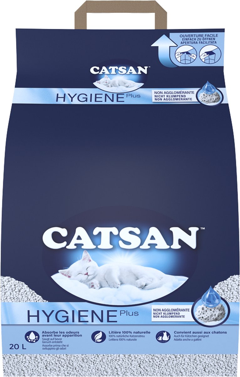  Catsan Hygiene Plus - Kattenbakvulling Geurabsorberend - 20 L