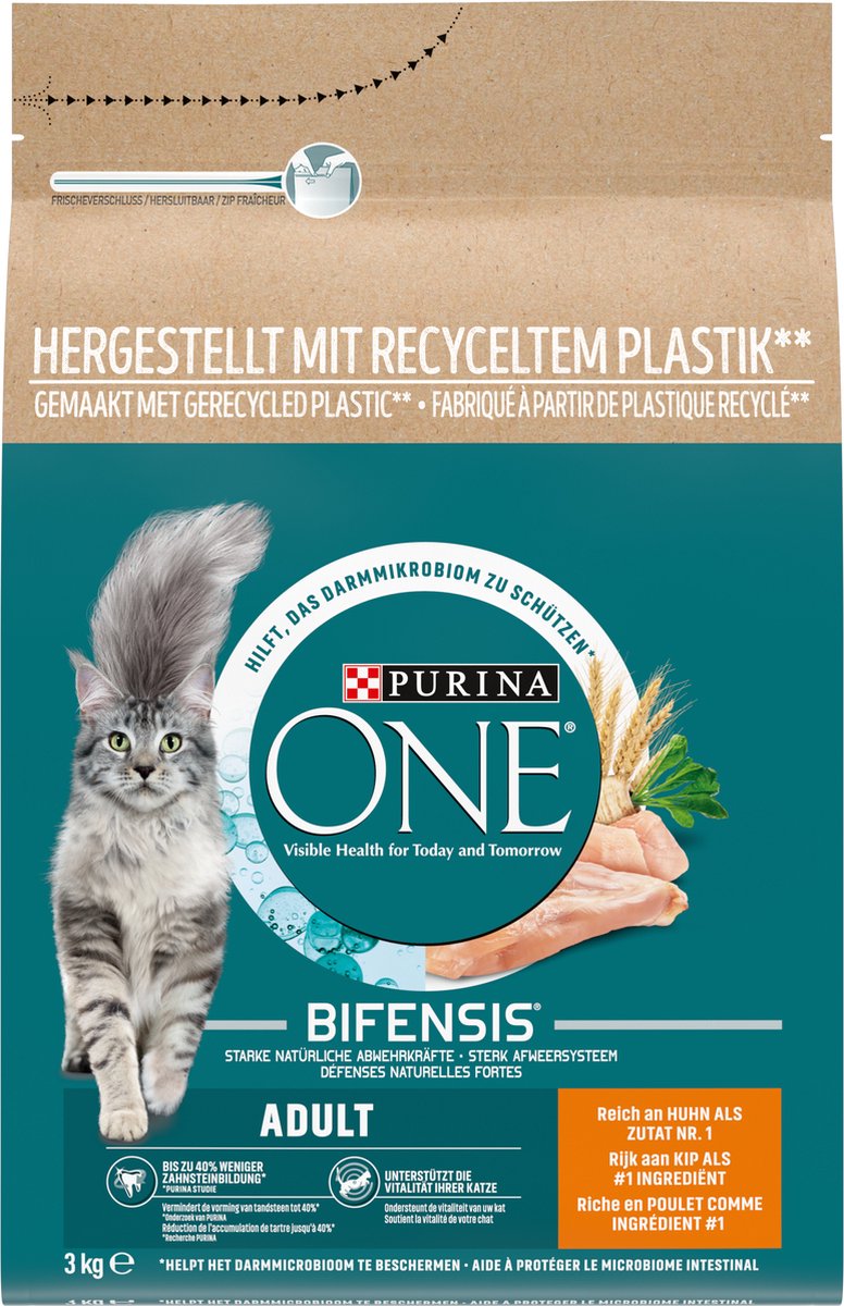  Purina ONE Adult - Kattenvoer Kip &amp; Volkoren Granen - 3kg