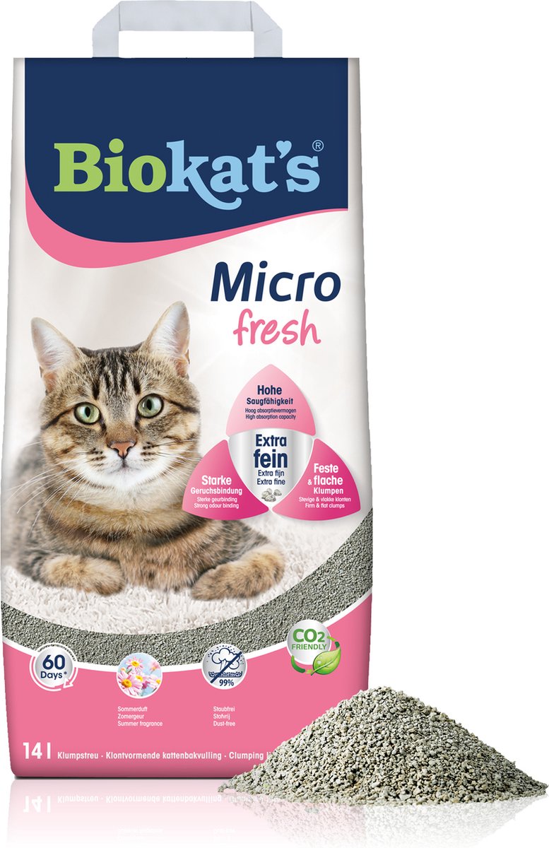  Biokat's Micro Fresh - 14 L - Kattenbakvulling - Klontvormende - Zomergeur