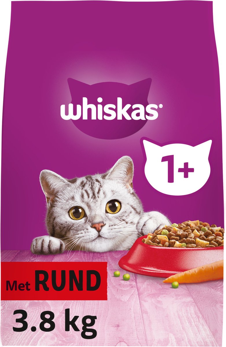  Whiskas 1+ Adult Katten Droogvoer - Rund - 3,8 Kg