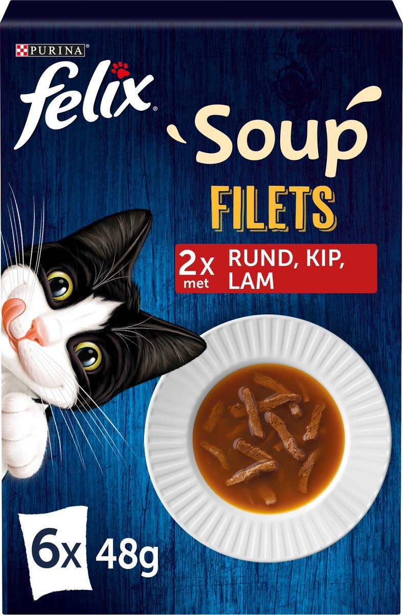  Felix Soup Tender Strips Met Rund, Kip &amp; Lam - Katten Natvoer - 24 X 48g