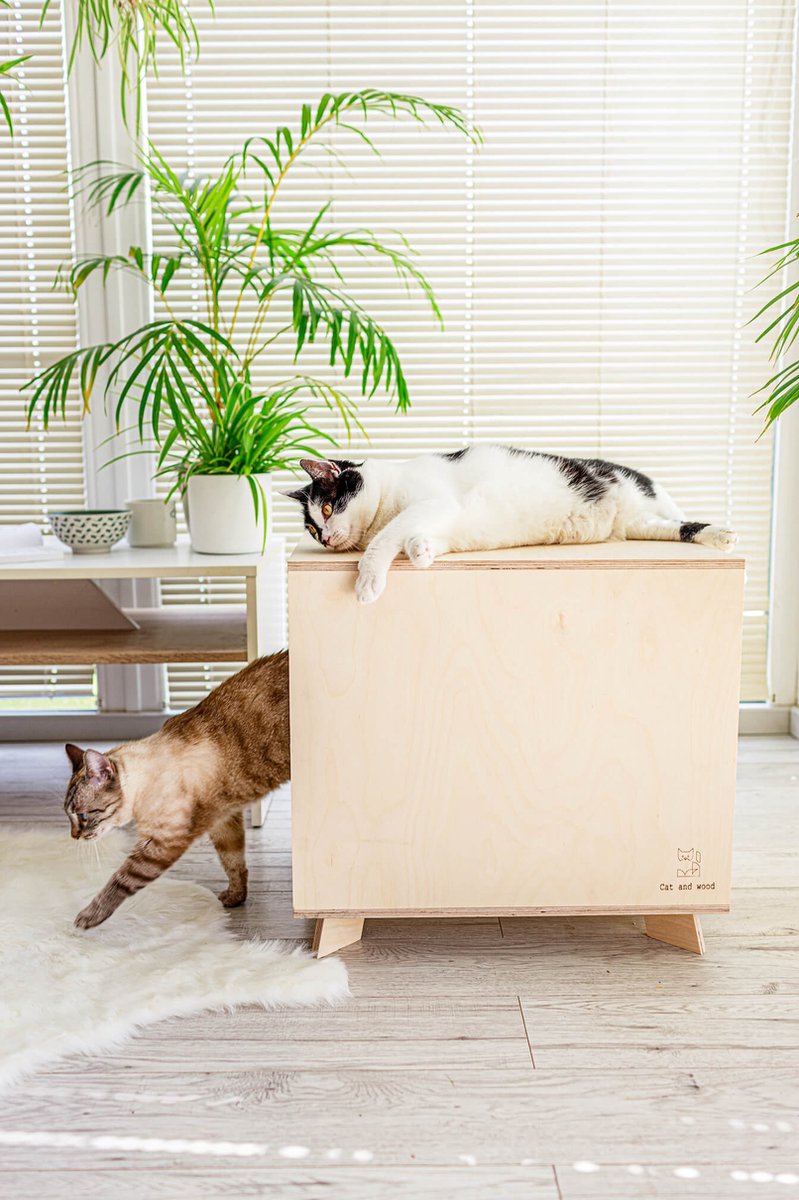  Catandwood Kattenhuis - Kattenbakcontainer - Kattenbak Ombouw - Hout