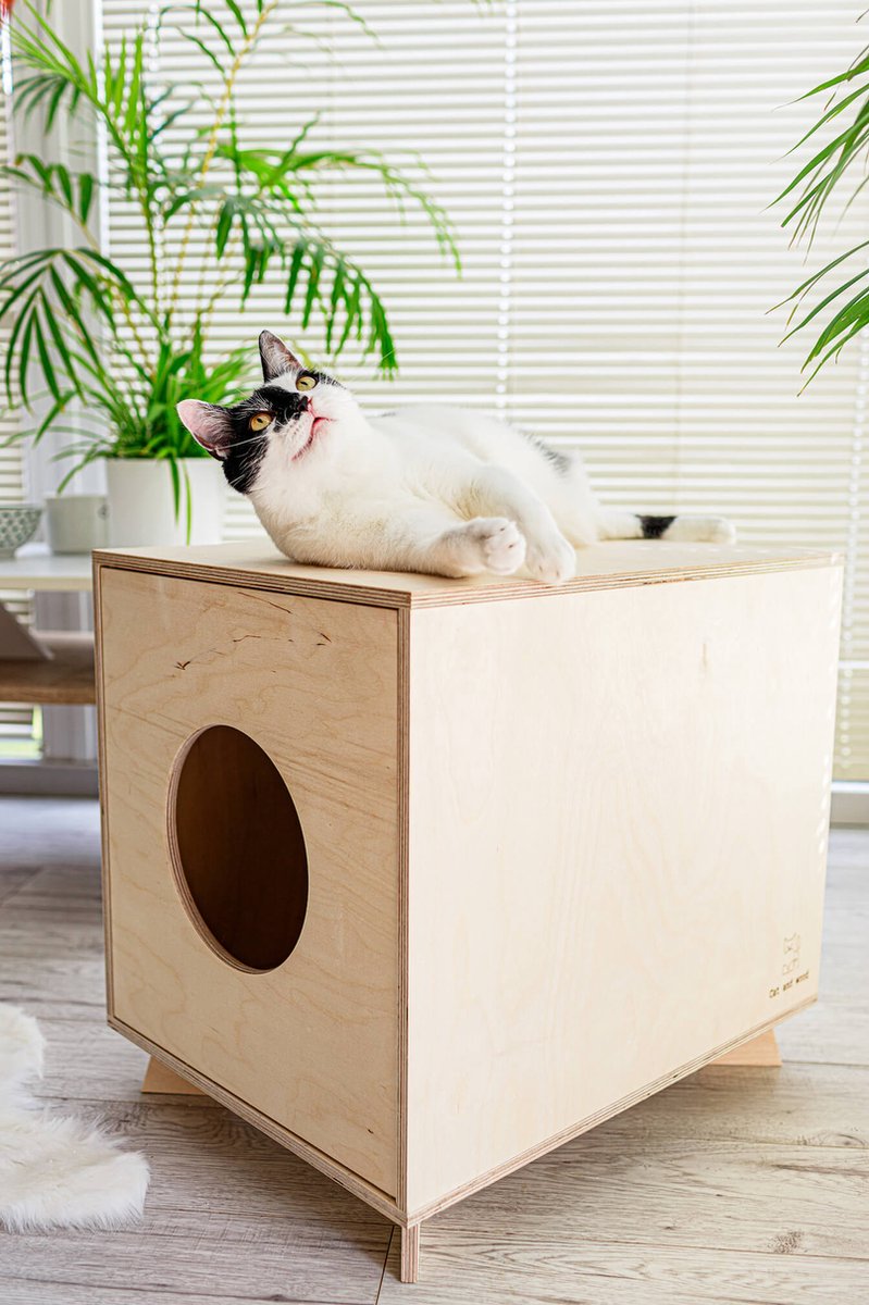  Catandwood Kattenhuis - Kattenbakcontainer - Kattenbak Ombouw - Hout